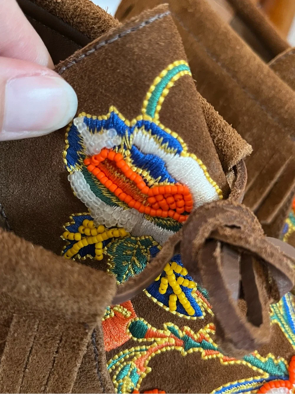 Tory Burch Huntington Suede Beaded Fringe Moccasin Booties